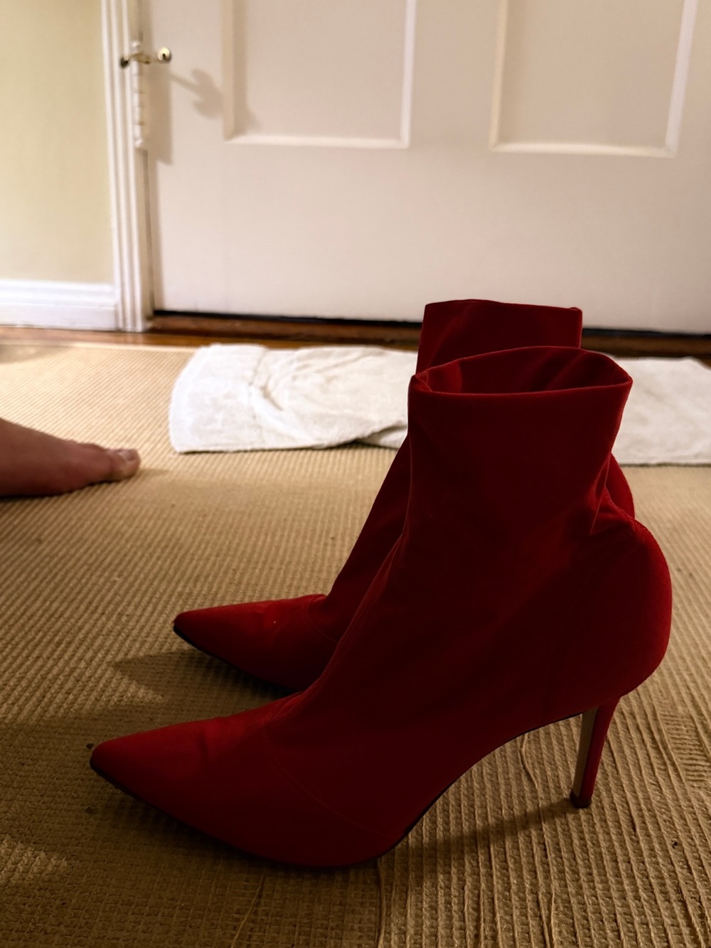 Red Pointed Stiletto Ankle Boots